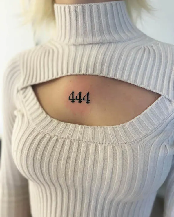 444 tattoo on the chest