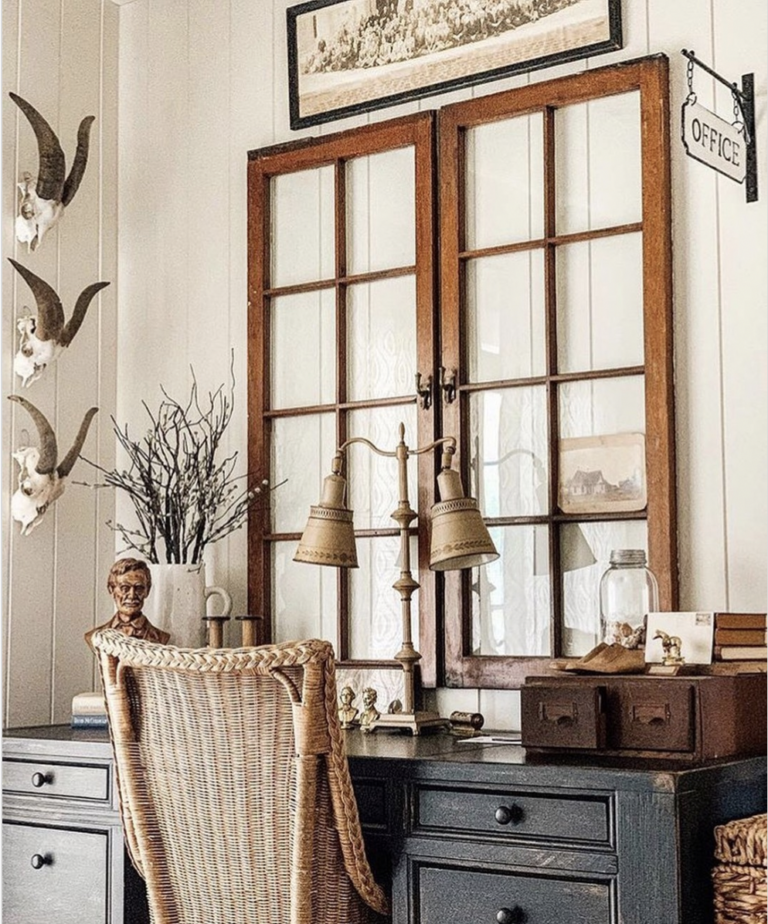 Antique Window Frame As A Decor Item