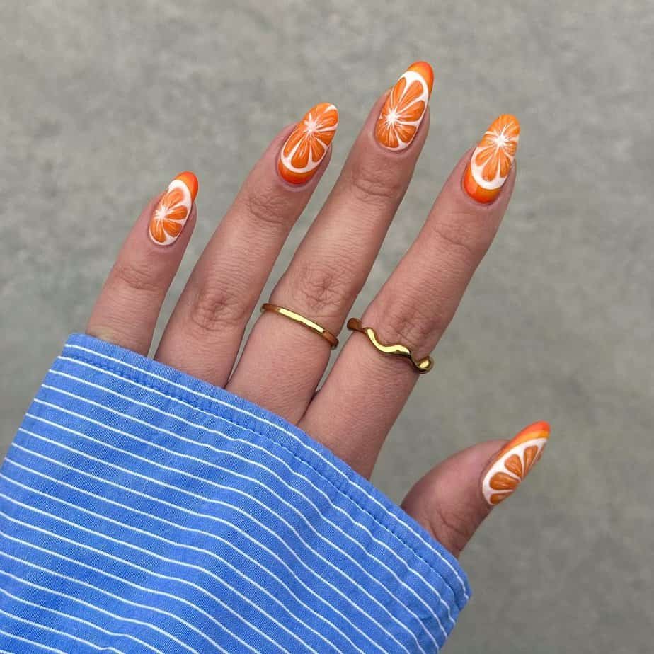 Aperol spritz nails