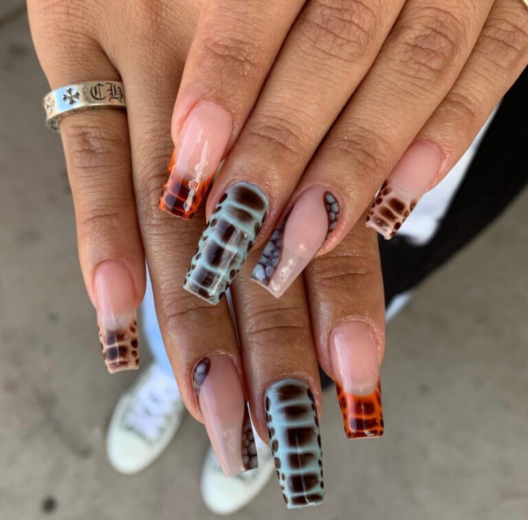 Assorted Snake Print Nails
