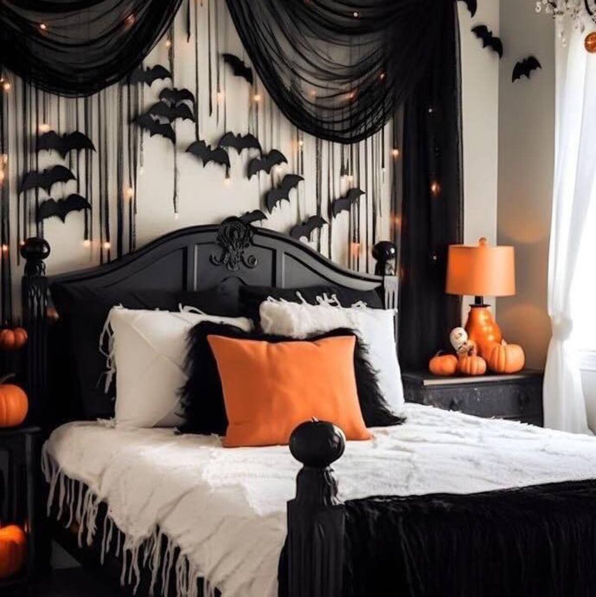 Black Bed Canopy for Halloween