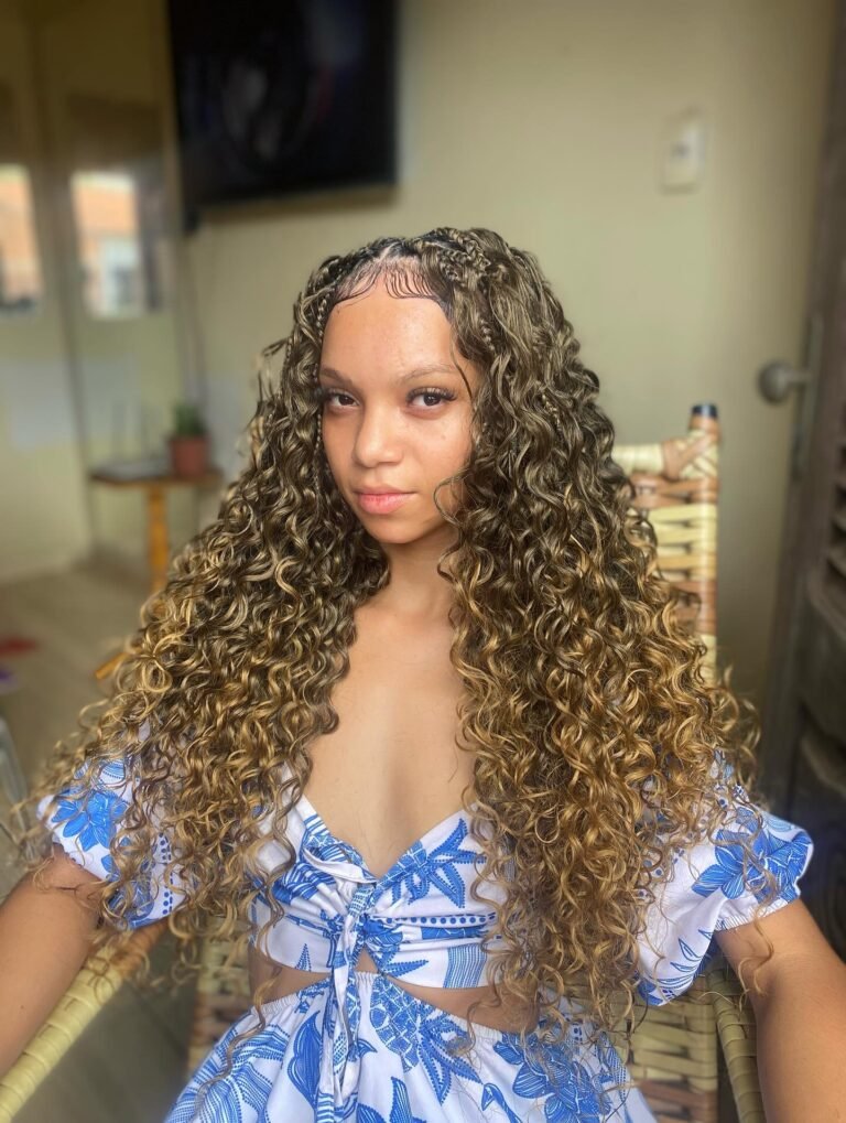 Brown Mix Big Body Knotless with Boho Curls