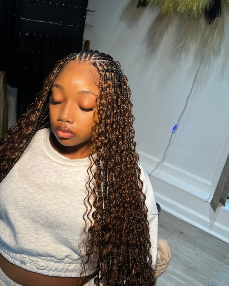 Brown Waist Length Fulani with Goddess Intense Curls