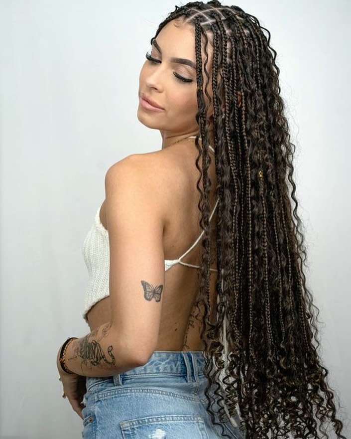 Bum Length Boho with Box Braids