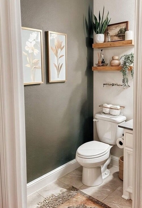 Floating shelves with mixed decor