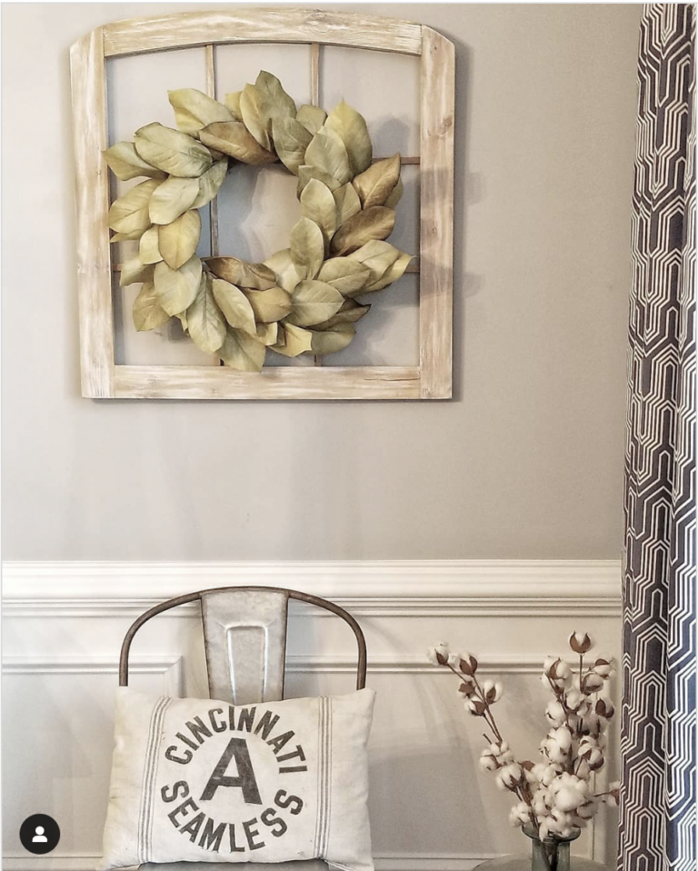 Distressed White Window Pane Wall