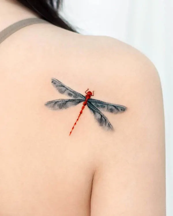 Dragonfly shoulder blade tattoo