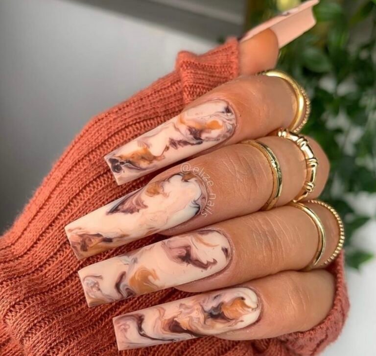 Fall Marble Nail Art