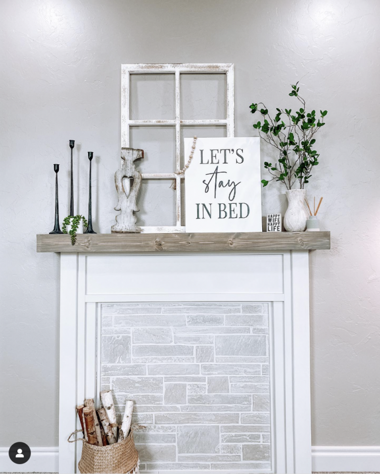 Farmhouse Inspired Faux White Fireplace Decor