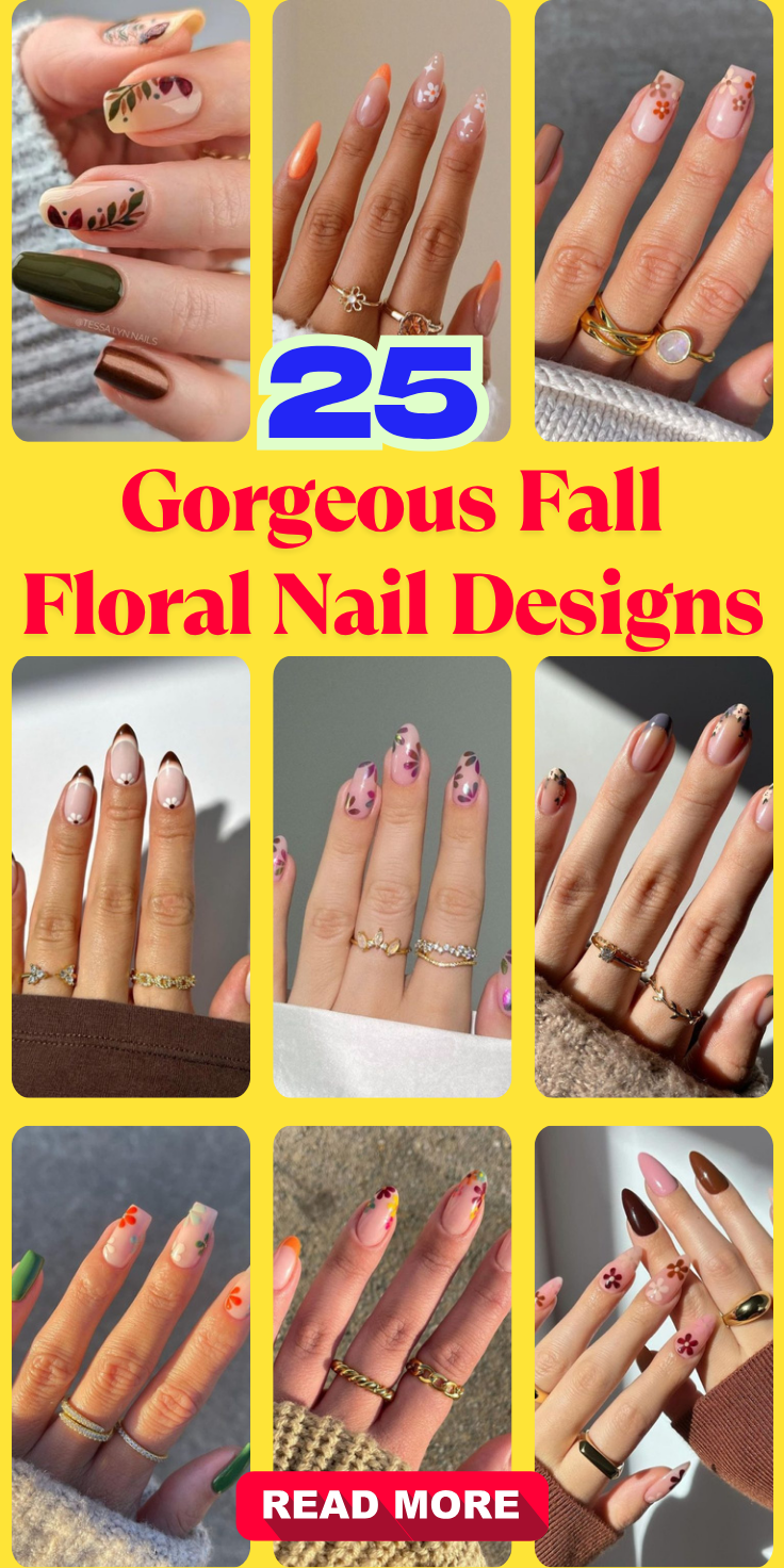 Gorgeous Fall Floral Nail Designs