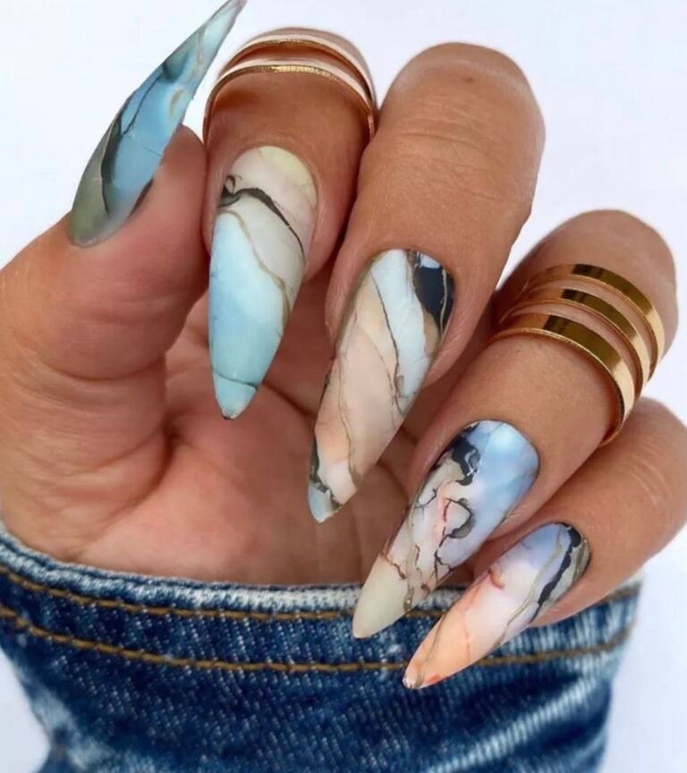 Gorgeous Textured Marble Nails