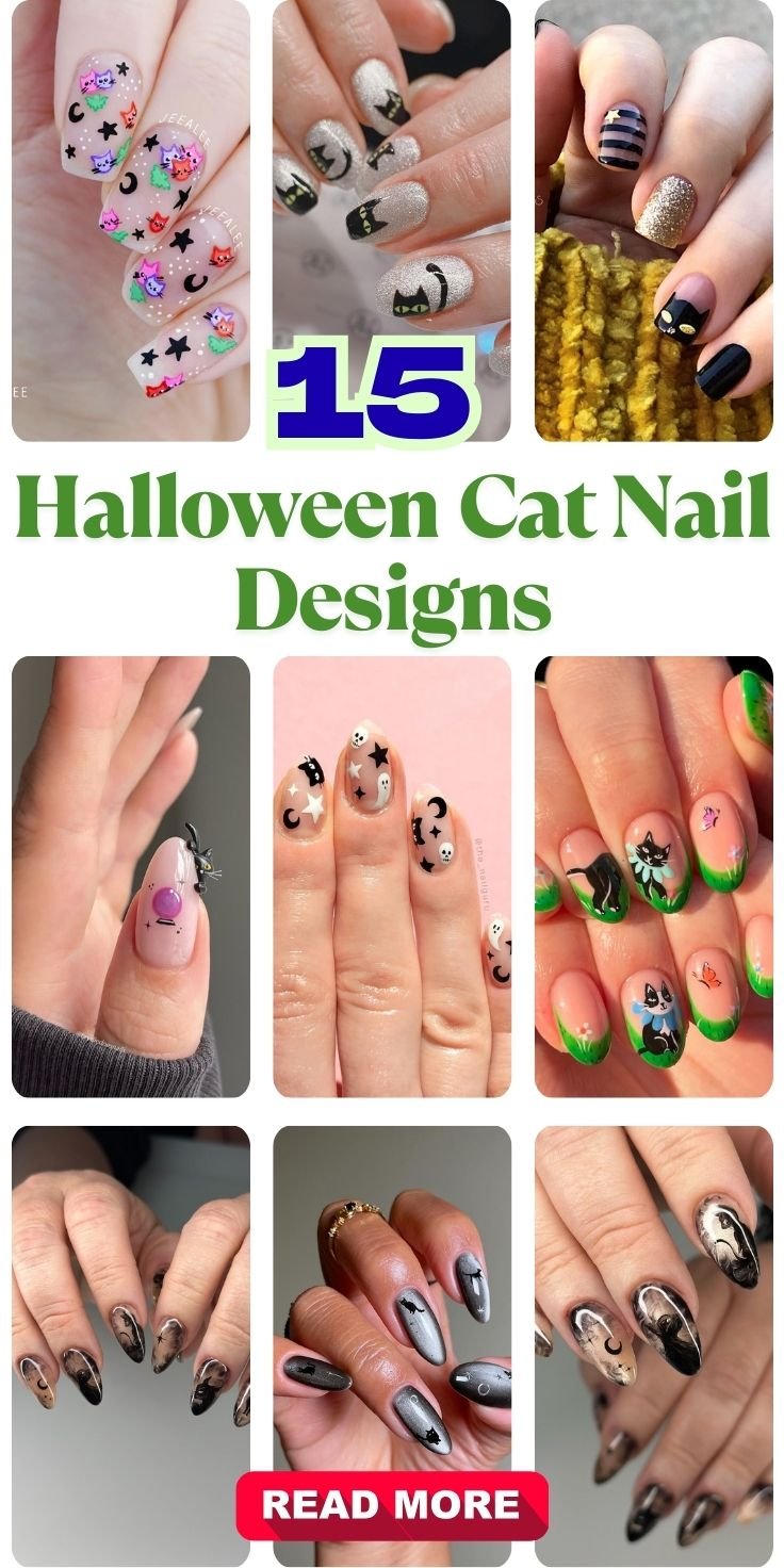 Halloween Cat Nail Designs