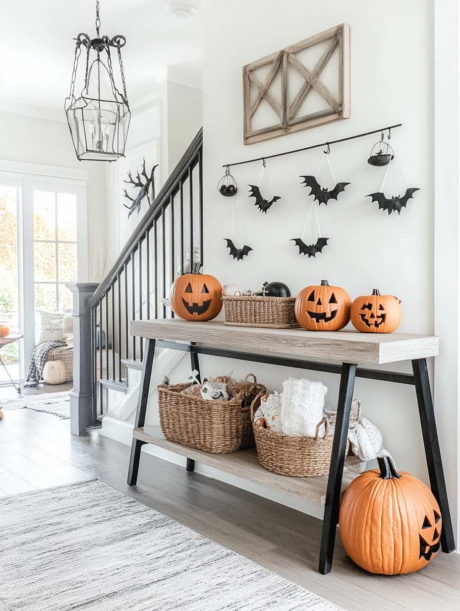 Happy Carved Pumpkins for a Whimsical Effect