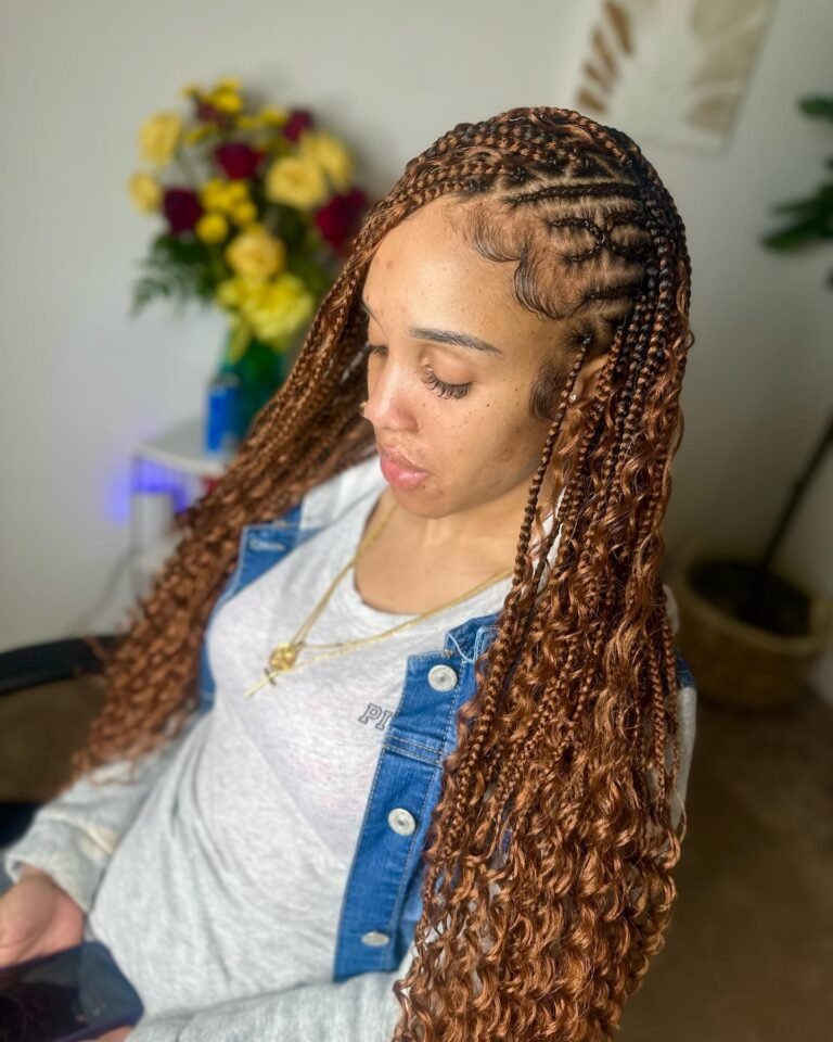 Honey Brown Fulani with Hot Water Curls