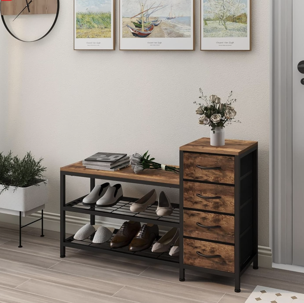 Industrial Bench with Drawer Storage