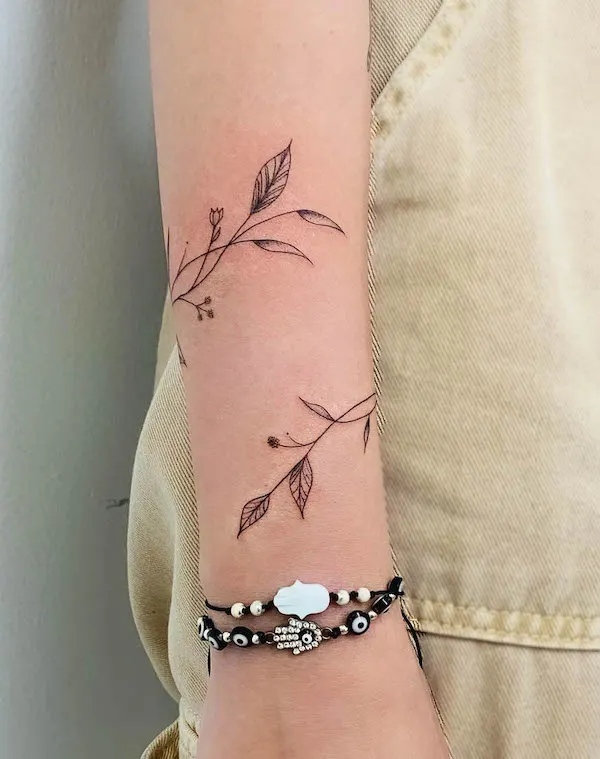 Leaves wrapping around the arm