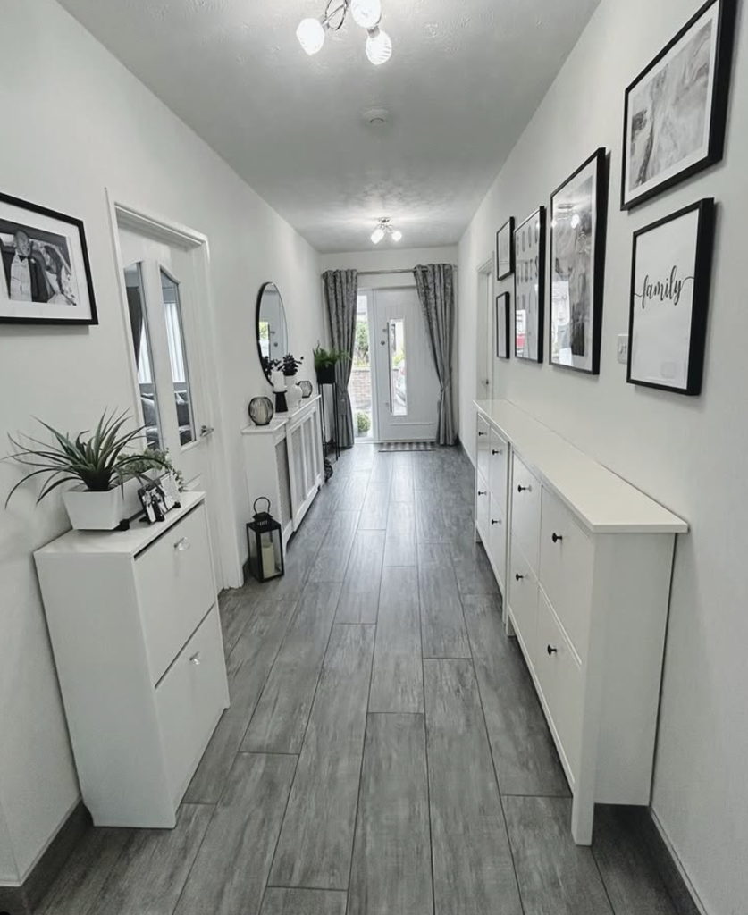Long Entry Hall with Repeating Tilt-Out Cabinets