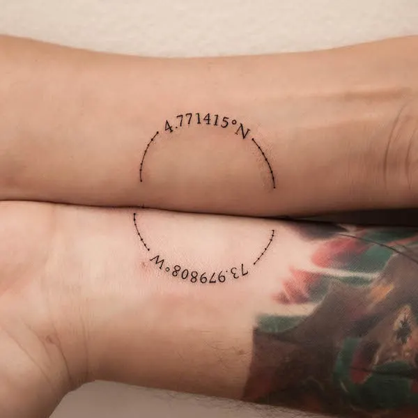 Matching coordinates forearm tattoo