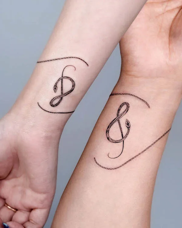 Matching music tattoos