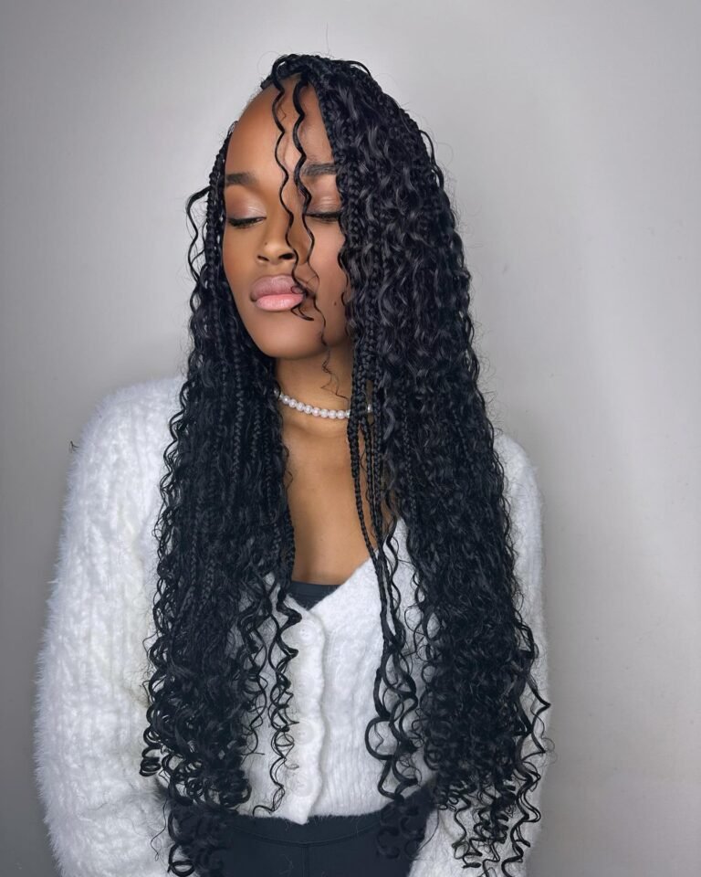 Medium Size Knotless with Box Braids and Boho