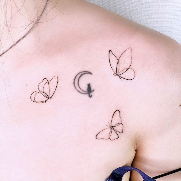 Minimalist butterflies on the chest