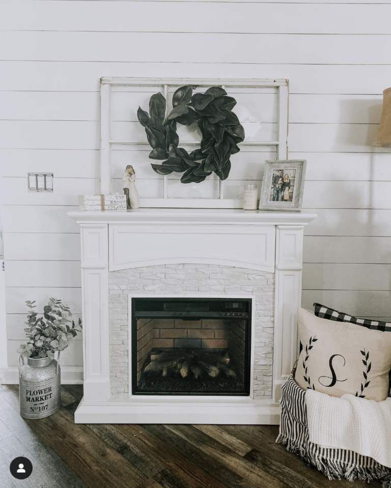 Old Window Frame With Green Wreath