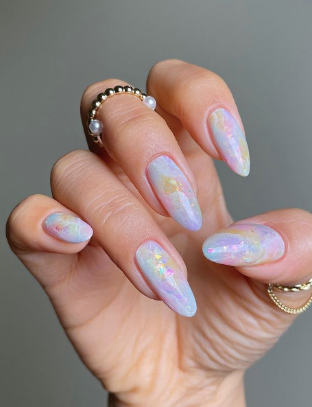 Opal Marble Nail Art