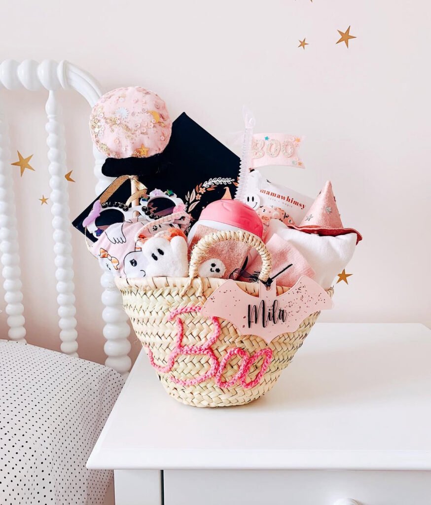 Personalized Pink Boo Basket