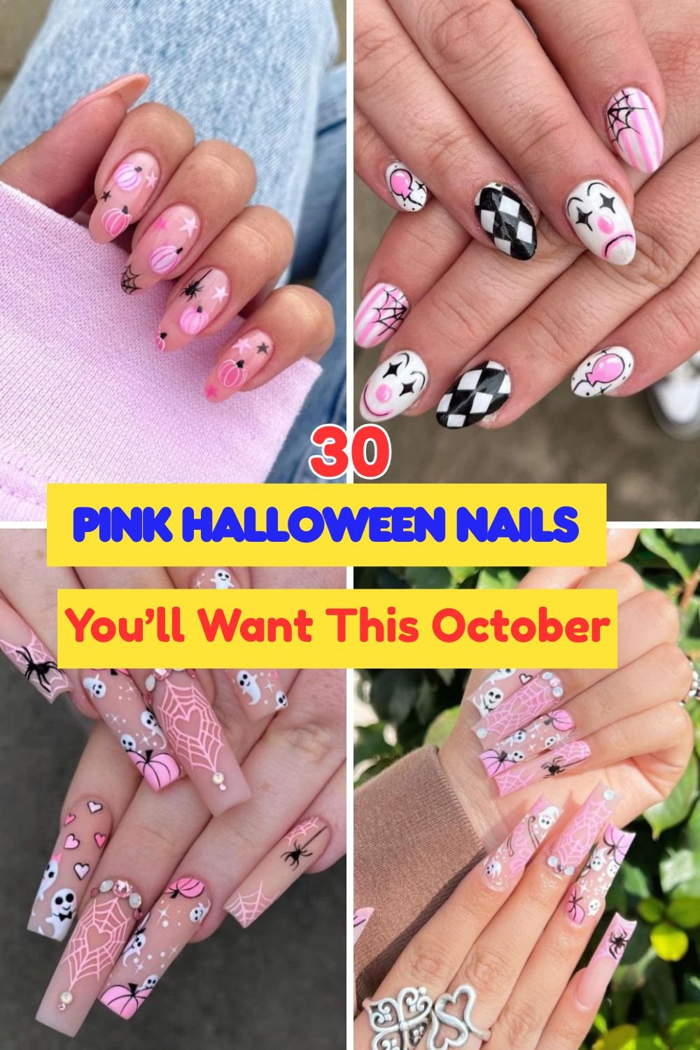 Spooky Pink Halloween Nails