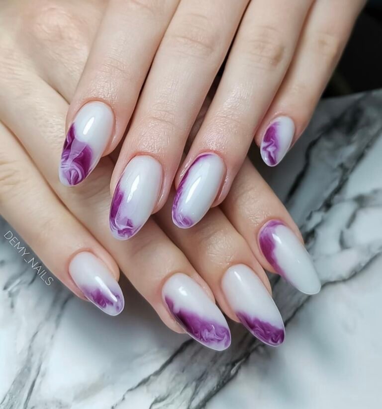 Purple Marble Nail Idea
