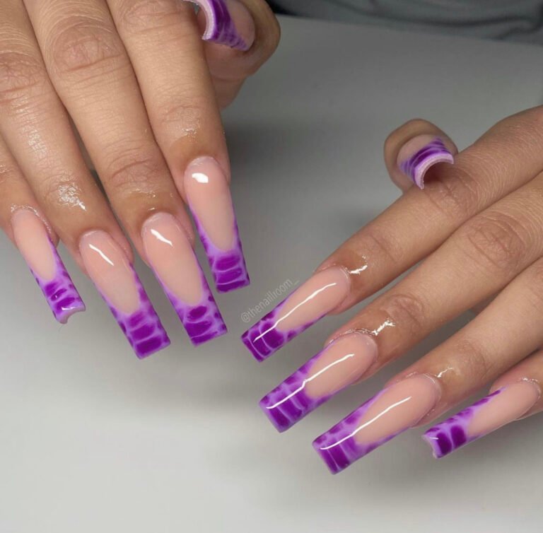 Purple Snake Print Nails