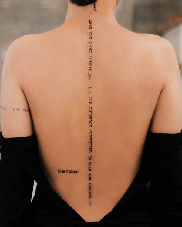 Quote spine tattoo