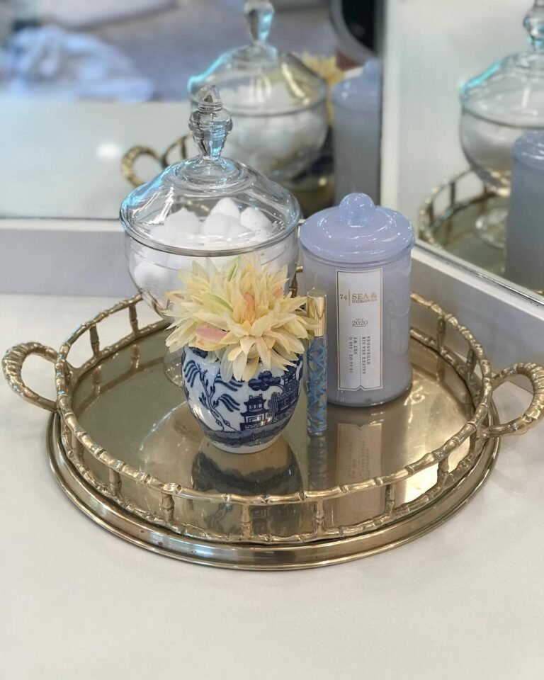 Round Shiny Gold Brass Tray