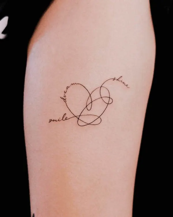 Script heart-shape tattoo