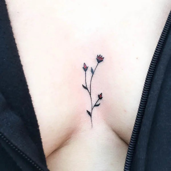 Small between-the-boobs flower