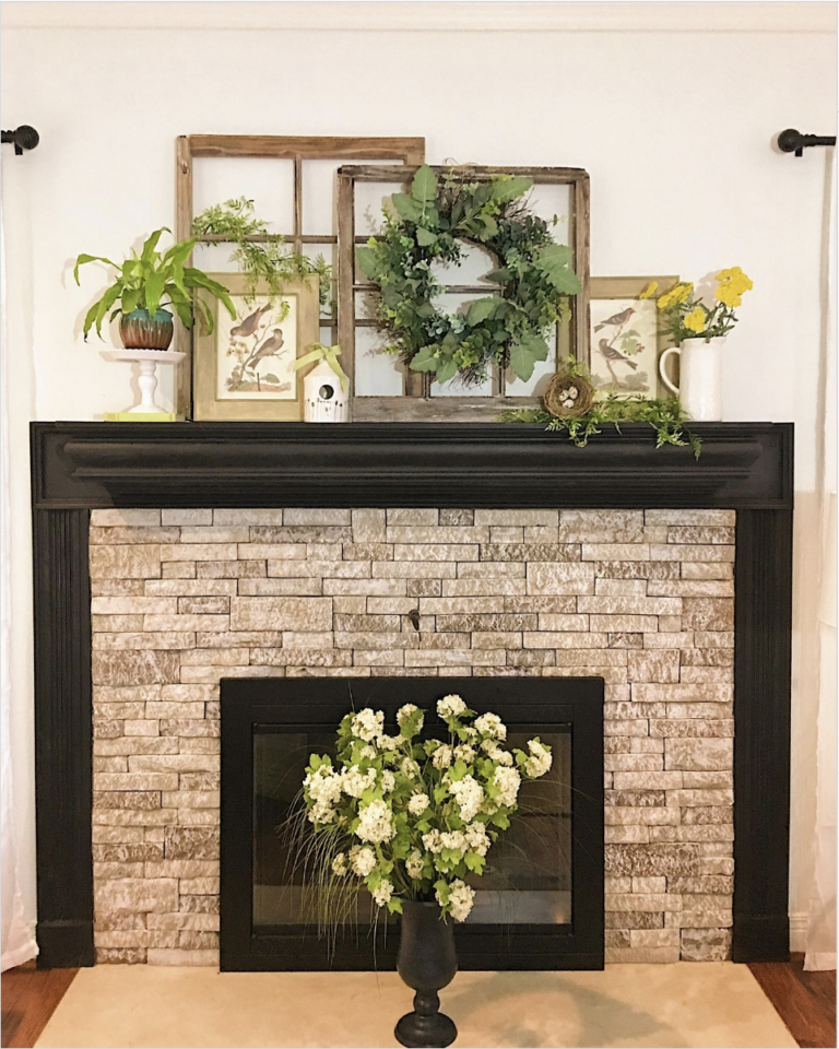 Stone Wall Fireplace Decor