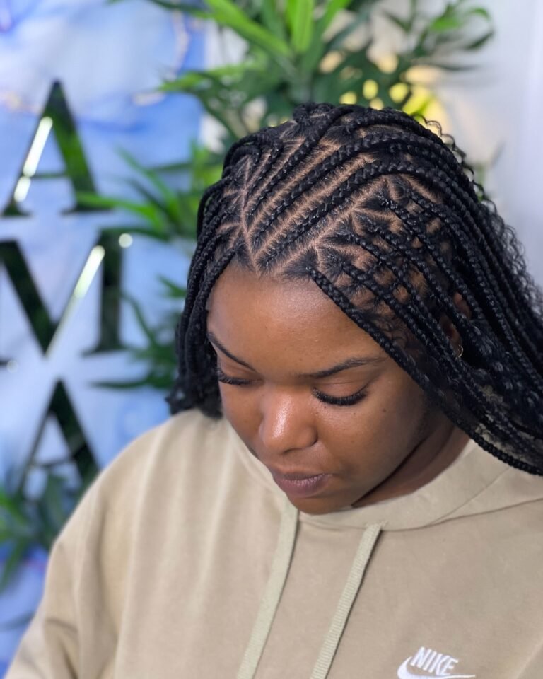 Triangle Parting Flip Over Fulani Braids
