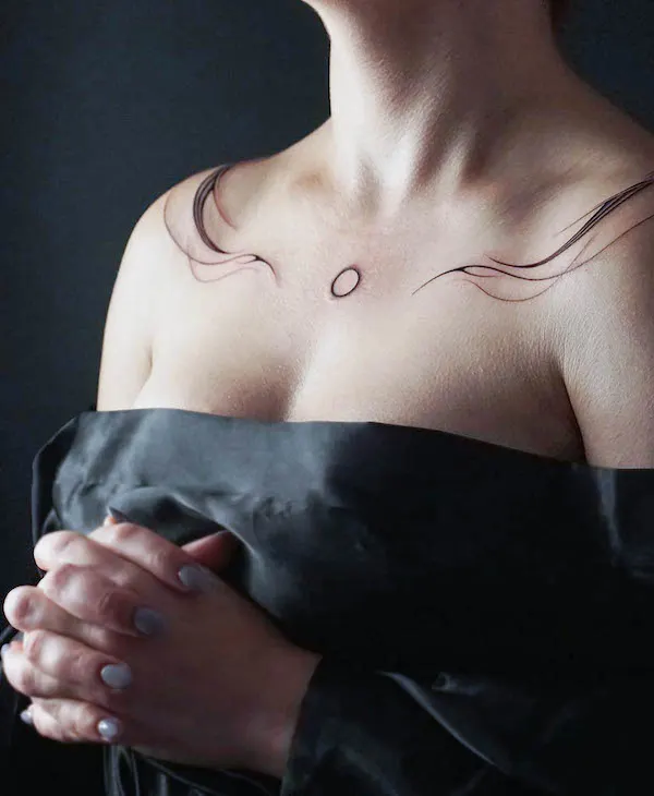 Unique shoulder-to-chest tattoo