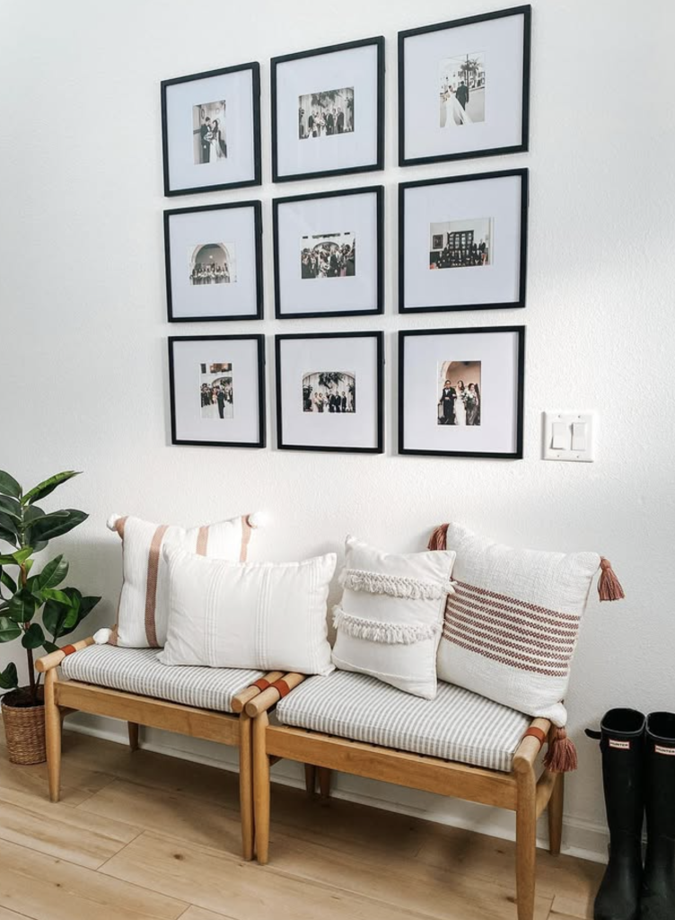 Use a Bench + Gallery Wall to Add Heart