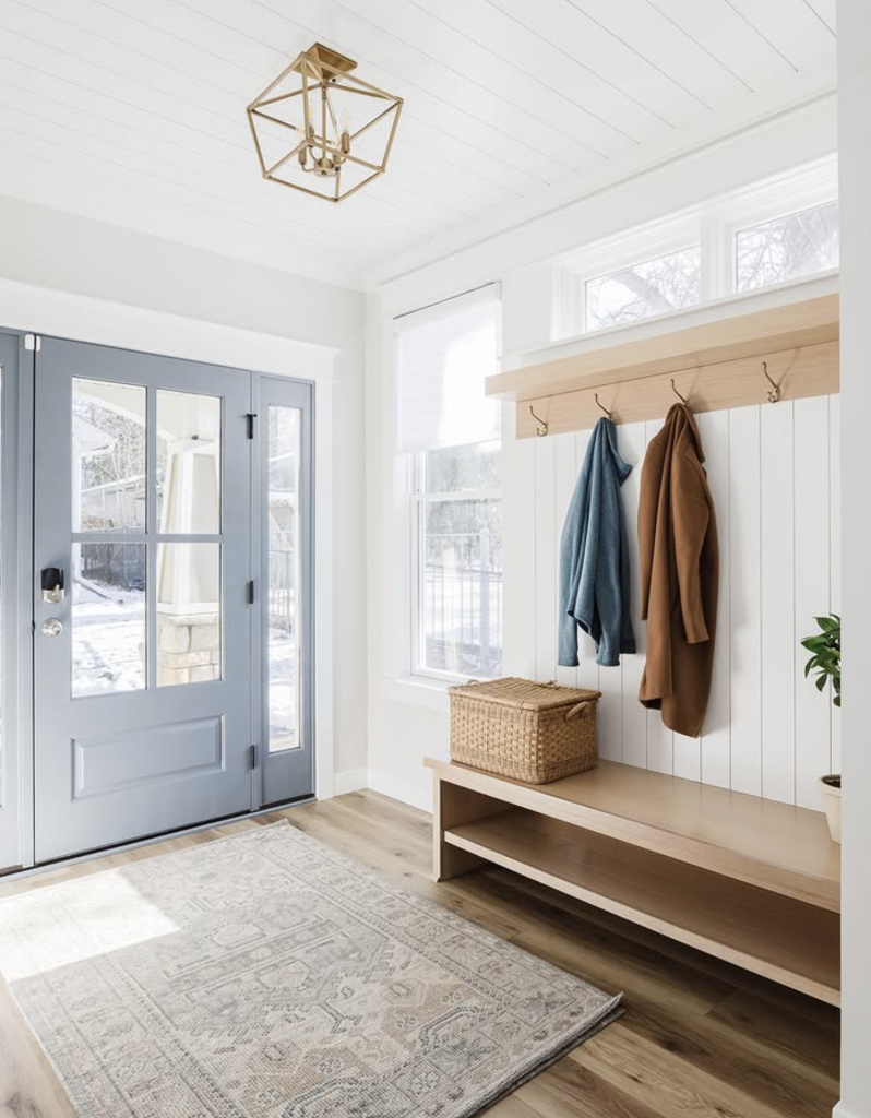 Use a Built-In Bench + Hooks to Keep It Family-Friendly
