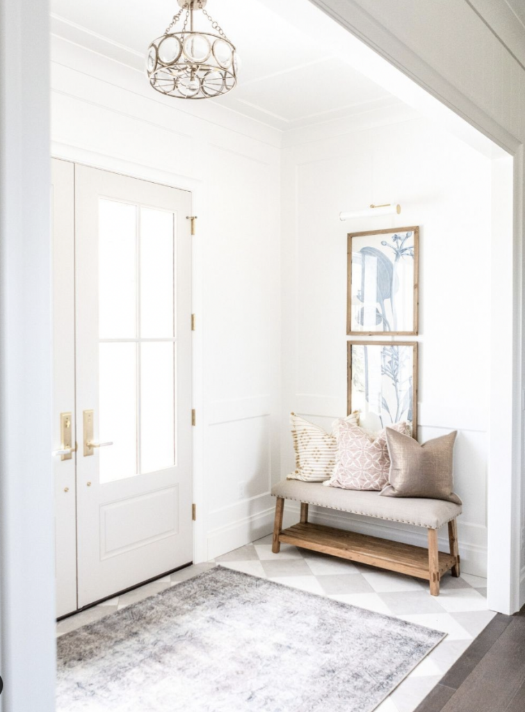 White And Light Grey Checkerboard Floor With Grey Carpet