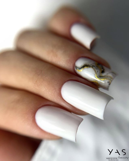 White Marble Nail Design