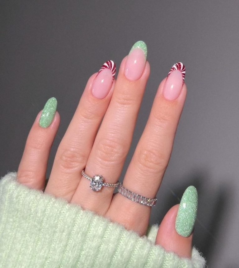 Peppermint Glitz Nails