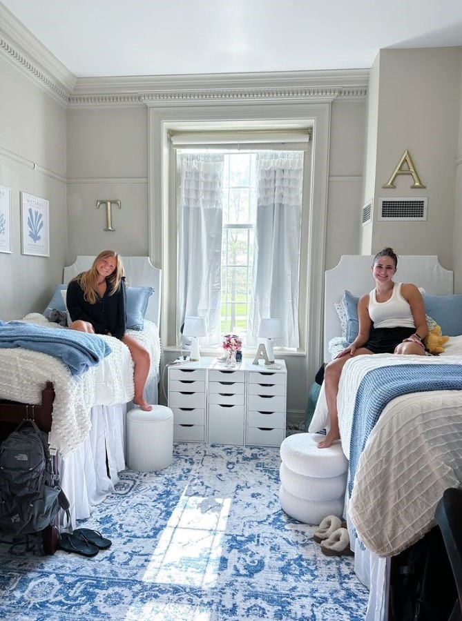 Add a Big Blue Rug to Anchor Your Coastal Dorm