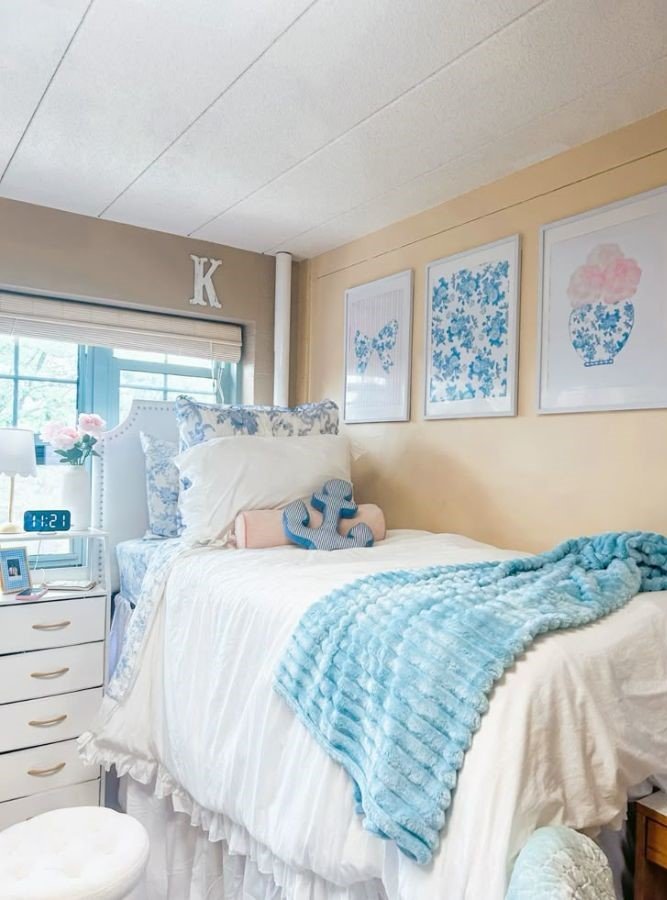 Style a Blue and White Coastal Dorm