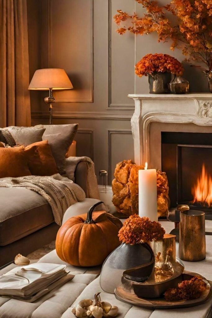 Cozy Fireplace Autumn Decor