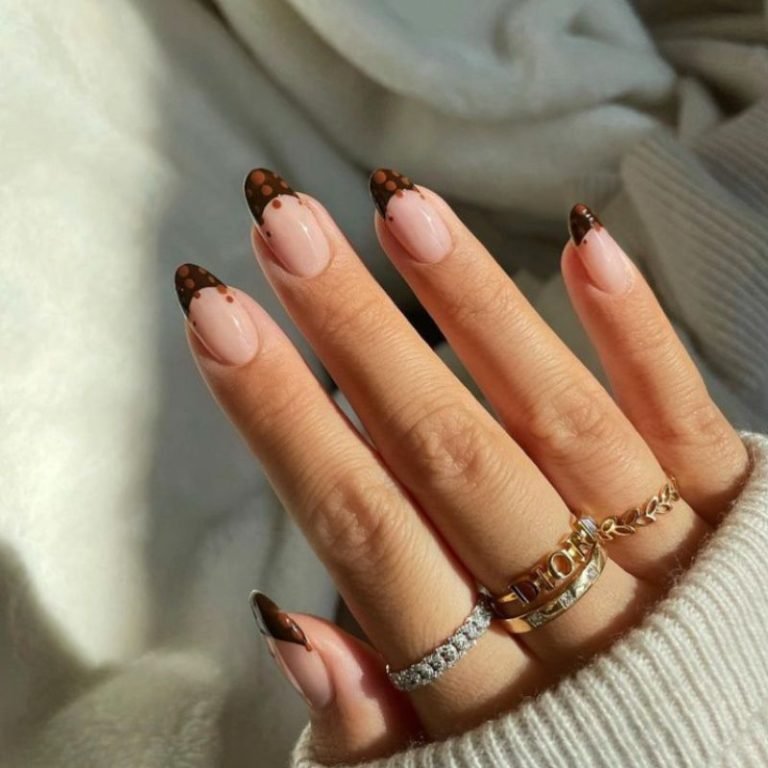 Fall Dotted French Nails