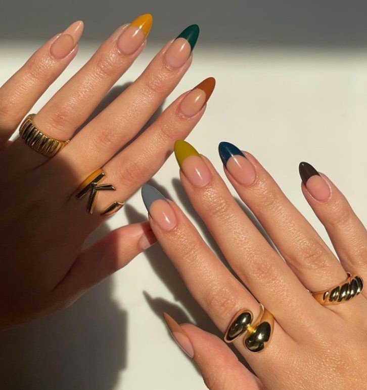 Fall Skittle French Tip Nails