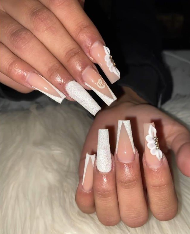 White Graduation Nails