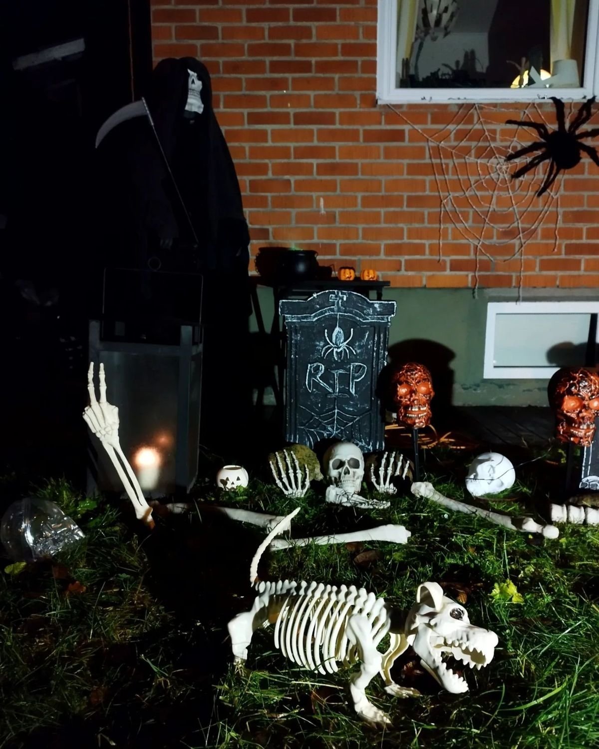 Graveyard Tombstones and Skeletons